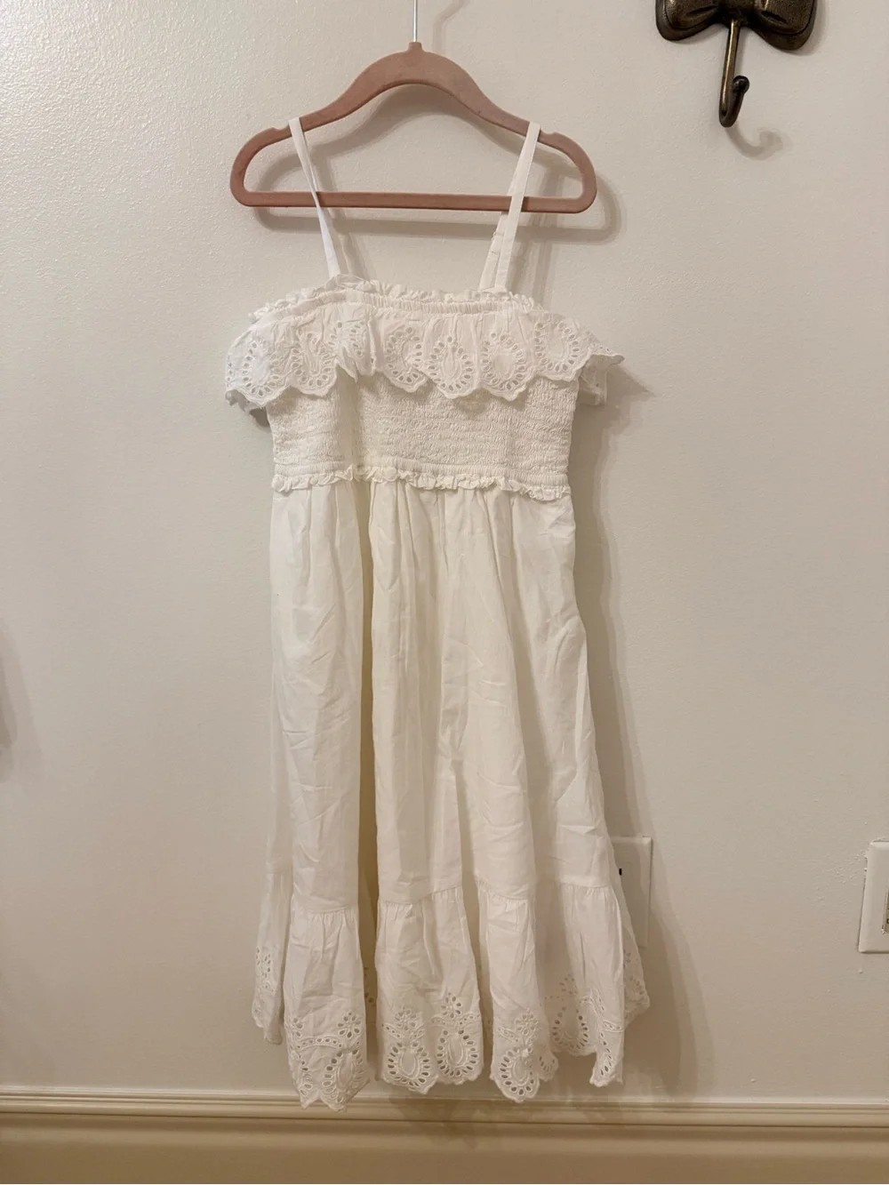 GAP White Eyelet Smocked Sundress with Scalloped Hem